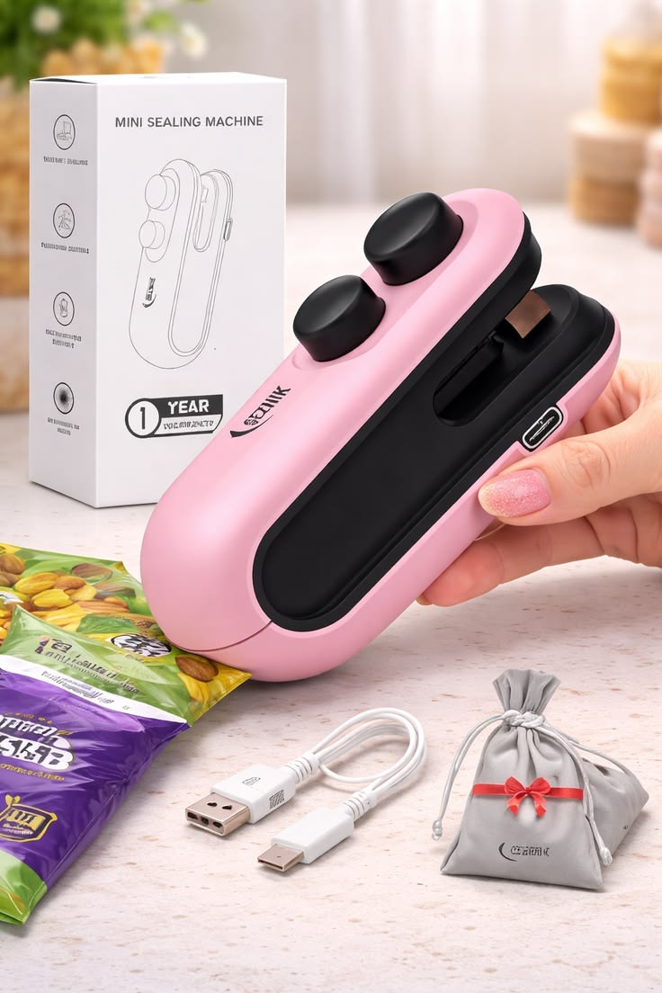 Portable Plastic Bag Sealing Machine | Construx Mini Bag Sealer with Cutter and Magnet